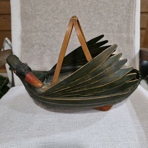 Vintage Zheijiang Wicker Green Duck Basket